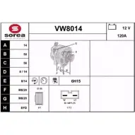 Генератор SNRA VW8 014 Mercedes V-Class (W638) 1 Минивэн 2.8 V 280 (6344. 6394) 174 л.с. 1997 – 2003 VW8014 84QKQO