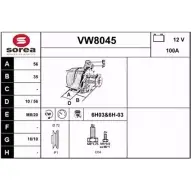 Генератор SNRA Volkswagen Transporter (T4) 4 Автобус 1.9 D 61 л.с. 1990 – 1995 XA34GE7 VW8045 VW8 045