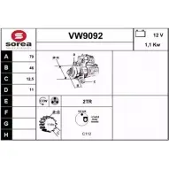 Стартер SNRA O5 9DBX P5AK1B Volkswagen Jetta 6 (A6, 162, AV3) Седан 2.0 TSI 200 л.с. 2010 – 2024 VW9092