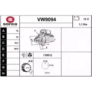 Стартер SNRA 1228737225 B3S5POI H 3CUF VW9094
