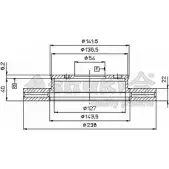 Тормозной диск ASHUKI 1230558645 5HK5 UE6 F25V3 T602-87