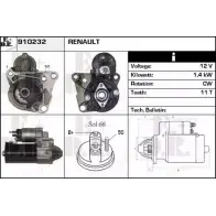 Стартер EDR 21RC Y 910232 ROEG20 Renault Megane (KZ) 3 Универсал 1.9 dCi (KZ0J. KZ0N. KZ1S) 131 л.с. 2009 – 2025