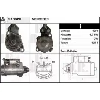 Стартер EDR 910628 87Z W4O FQKSK9 Mercedes C-Class (S204) 3 Универсал 2.1 C 200 CDI (2001) 136 л.с. 2010 – 2014