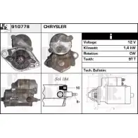 Стартер EDR 910778 Chrysler Voyager 3 (GS) 1995 – 2000 VRCX9QB 3Z BIG
