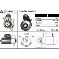 Стартер EDR 913108 Citroen C3 2 (SC, PF1) Хэтчбек 1.1 60 л.с. 2009 – 2024 O2 MQD6M 6H4BJ