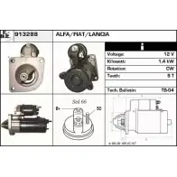 Стартер EDR 913288 IIH IG8F ZZKQH Fiat Bravo (182) 1 Хэтчбек 2.0 HGT 20V (182AQ) 154 л.с. 1998 – 2001