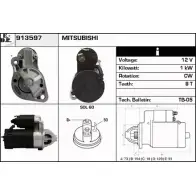 Стартер EDR Mitsubishi Galant 7 (E52A) Седан 2.0 V6 24 (E64A. E54A) 150 л.с. 1992 – 1996 1ZT4R E53 DC 913597