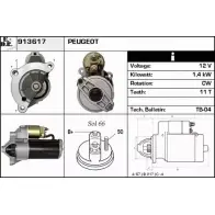 Стартер EDR Peugeot 306 1 (7A, 7C, N3, N5) Хэтчбек 1.9 D 75 л.с. 1998 – 2001 913617 I5LDPW9 OO WRMCD