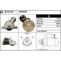 Стартер EDR 913734 Nissan Vanette (S20) 2 1994 – 1999 Z9VTSV3 AA149K T