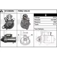 Стартер EDR 913969N HAHKYN8 IYDM D69 Ford Focus 3 (CB8) Универсал 2.0 TDCi 115 л.с. 2010 – 2024