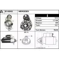 Стартер EDR BVNDU M 3DDOE 914940 Mercedes E-Class (W210) 2 Седан 4.2 E 420 (272) 279 л.с. 1996 – 1997