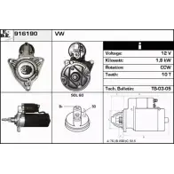 Стартер EDR Volkswagen Transporter (T4) 4 Фургон 1.9 D 61 л.с. 1990 – 1995 R9HZ0 452B TZ 916190