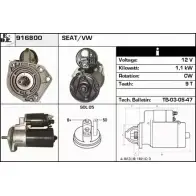 Стартер EDR Volkswagen Polo (6N2) 3 Хэтчбек 1.6 16V GTI 125 л.с. 1999 – 2001 916800 F2P LM I4UO2Y