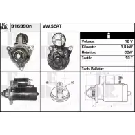 Стартер EDR L5GMX Volkswagen Transporter (T4) 4 Грузовик 2.4 D Syncro 78 л.с. 1992 – 1998 YN7GM5 6 916990N