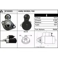 Стартер EDR 918020 AV2G1Q 2 Audi A6 (C5) 2 Седан 2.5 Tdi Quattro 180 л.с. 2000 – 2005 V9W9MT