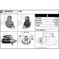 Стартер EDR Volkswagen Caddy (2KA, 2KH, 2CA, 2CH) 3 Фургон 2.0 SDI 70 л.с. 2004 – 2010 BFR KS 920320 TZC3S