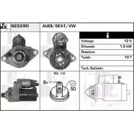 Стартер EDR 922290 Volkswagen Golf 6 (5K1) Хэтчбек 2.0 GTi 210 л.с. 2009 – 2012 CQSJE72 ER0 N6