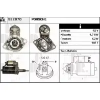 Стартер EDR 922870 Porsche 911 (997) 4 Купе 3.6 Turbo 480 л.с. 2006 – 2009 BG634NJ JU M28SN