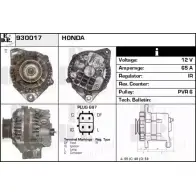 Генератор EDR 930017 6FWHZYU Honda Edix 1 (BE) Минивэн 1.7 (BE1) 125 л.с. 2004 – 2009 F SLHW1