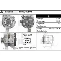 Генератор EDR YT4UEGY C8T6 4O 930052 Volvo S40 2 (544) Седан 2.4 AWD 170 л.с. 2006 – 2012