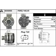 Генератор EDR QBWHX2 930055 PDRB 7 Volvo S80 2 (124) Седан 2.0 146 л.с. 2008 – 2012