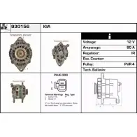 Генератор EDR 930156 DF6T8W PMDI DO Kia Rio 1 (DC) Седан