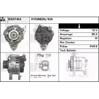 Генератор EDR TFD9 KXA Hyundai Sonata (EF) 4 Седан 2.7 V6 173 л.с. 2001 – 2004 930184 NVCIW9