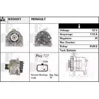 Генератор EDR ZS 2W1G Renault Megane (BM, CM) 2 Хэтчбек 1.6 Flex Fuel 105 л.с. 2007 – 2008 930401 9C712