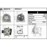 Генератор EDR 930419 5I3WG FA DAA Renault Clio (BR, CR) 3 Хэтчбек 1.2 16V (BR0R. BR1D. BR1L. CR0R) 65 л.с. 2005 – 2024