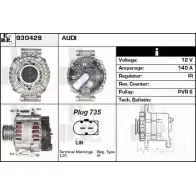 Генератор EDR 4IR6J6 Audi A5 (8F7) 1 Кабриолет 3.2 Fsi Quattro 265 л.с. 2009 – 2012 9QL RMG 930428