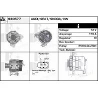 Генератор EDR Volkswagen Golf 5 (1K1) Хэтчбек 1.4 TSI 122 л.с. 2007 – 2008 003G4B2 930577 1CAFD CB