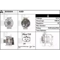 Генератор EDR 930594 FME6OCR Audi A5 (8F7) 1 Кабриолет 3.2 Fsi Quattro 265 л.с. 2009 – 2012 Q0IS95 C