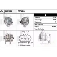 Генератор EDR 930639 2 0EHE Mazda 2 (DE) 3 Хэтчбек 1.3 86 л.с. 2007 – 2015 TBL3TE