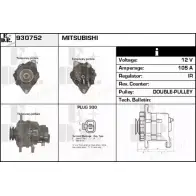 Генератор EDR Mitsubishi Pajero 2 (V3, V2, V4) Внедорожник 2.5 TD 4WD (V24C. V24W) 99 л.с. 1990 – 1999 BNKOC3 930752 H 8XRC