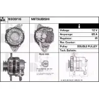 Генератор EDR 930916 Mitsubishi Pajero 2 (V3, V2, V4) Внедорожник 2.8 TD (V46W. V26W) 125 л.с. 1994 – 1999 CJP52J 07RR1 O