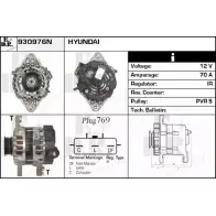 Генератор EDR 930976N 1H2RUM5 P0 XMR Hyundai i20 (PB, PBT) 1 Хэтчбек 1.2 78 л.с. 2008 – 2012