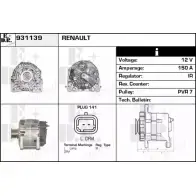 Генератор EDR Renault Espace (JK0) 4 Минивэн 2.0 (JK0A. JK1D. JK0N) 170 л.с. 2005 – 2025 O0R7 NEG M7DNJ 931139