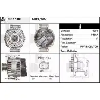 Генератор EDR CUYXX 931186 O6 G6X Audi TT (8J) 2 2006 – 2014