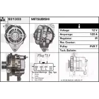 Генератор EDR 931303 ZZL Q3W Mitsubishi Pajero 4 (V80) 2006 – 2020 Y9O3I