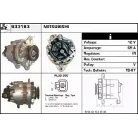 Генератор EDR ZG5 4U0X Mitsubishi Space Wagon 3 (N3, N4) Минивэн 1.8 TD (N35W) 75 л.с. 1991 – 1998 Y7PGD 933183