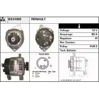 Генератор EDR CY94FY 933486 Renault Megane (KA) 1 Универсал 1.6 e (KA0F) 90 л.с. 1999 – 2003 2 LUB9DQ