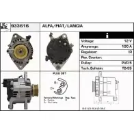 Генератор EDR DC9KI UB 933616 Fiat Tempra (159) 2 Универсал 2.0 i.e. (159.AP) 113 л.с. 1991 – 1995 VQ0JI