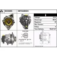 Генератор EDR 933695 Mitsubishi Pajero 2 (V3, V2, V4) Внедорожник 2.5 TD 4WD (V24C. V24W) 99 л.с. 1990 – 1999 S Q51C P9G4E02