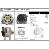 Генератор EDR 933906 Citroen Berlingo 2 (B9, PF2) Минивэн 1.6 90 л.с. 2008 – 2025 RY5P ZGV DNISGZ