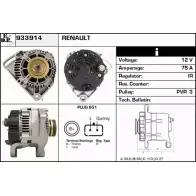 Генератор EDR QU SH3 Renault Kangoo (FC) 1 Фургон 1.2 BiFuel 58 л.с. 1998 – 2001 933914 JU83ZW