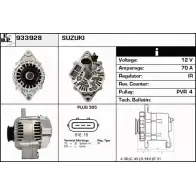 Генератор EDR 2I2ZTLR Suzuki Wagon R Plus (MA) 1 1997 – 2000 933928 R4 93S