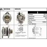 Генератор EDR Nissan Almera Tino R8KTPIA 933948 14M IX