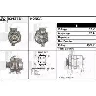 Генератор EDR 934276 Honda Stream 1 (RN) Минивэн 2.0 16V (RN3) 156 л.с. 2001 – 2024 48WN Z E3NVV