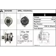 Генератор EDR 934295 Opel Astra (H) 3 Хэтчбек 1.7 CDTI (L48) 110 л.с. 2007 – 2014 GN9 E9K BHORV