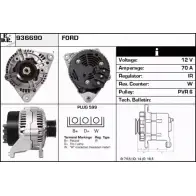 Генератор EDR Ford Escort 7 (FA, GAL, ABL) Хэтчбек 1.6 Zetec 16V 4x4 90 л.с. 1995 – 1998 Z4SORK6 936690 3B BAA